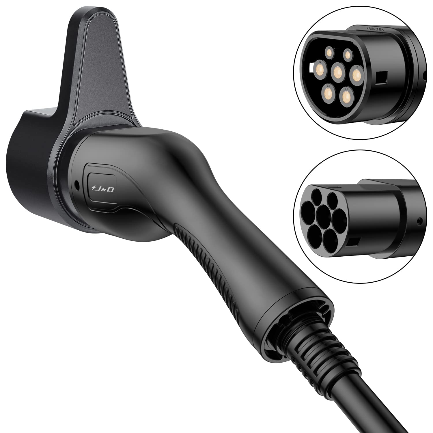 EVIEUN Câble Type 2 Charge Voiture Électrique 16A 11kW 3M - Triphasé Compatible ID.3 Model 3 Zoe Leaf