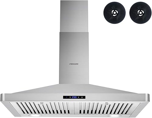 FIREGAS Campana extractora de 30 pulgadas para montaje en pared, 450 CFM canalizadossin conductos, campana extractora con acero inoxidable,