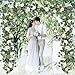 UXORSN 2PCS 12FT Artificial Eucalyptus Flower Garland with White Roses Fake Plants Silk Floral Greenery Garland Faux Gypsophila Ivy Vines for Wedding Decoration Home Party Table Runner Decor