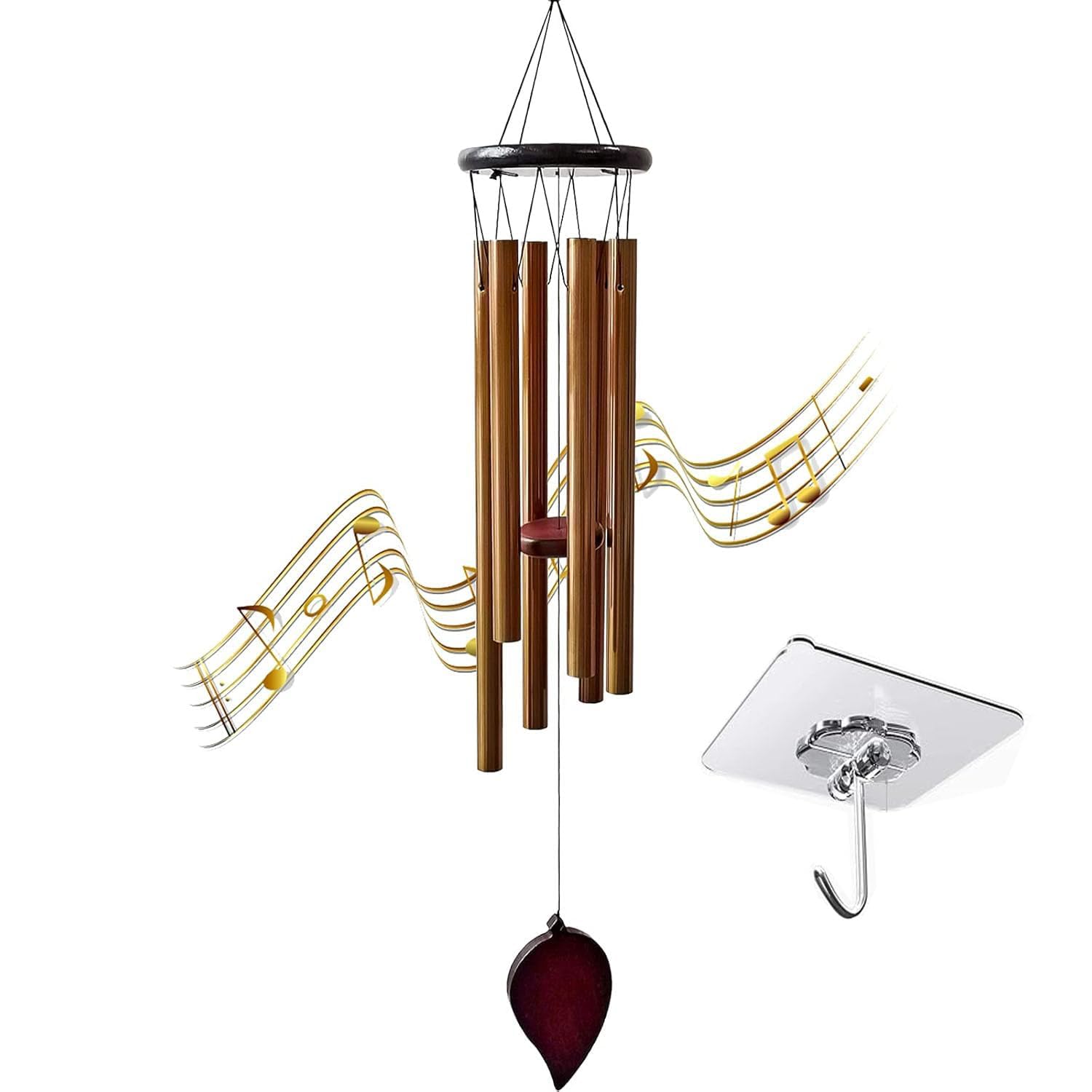 Clickify Wind Chimes with 1 Hook Balcony Decor Items 6 Pipes Hanging Bells Six Rods Melodious Metal Wind Chimes Sound for Positive Vibrations Energy Garden Outdoors Office-picture-12
