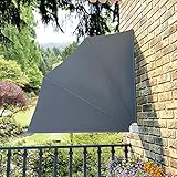 YITHOPI Sichtschutz Fächer, Faltbarer Balkonfächer, mit WANDPLATTE Blickdicht, Balkon Trennwand, Windschutz Sonnenschutz, Grau 140×140 cm