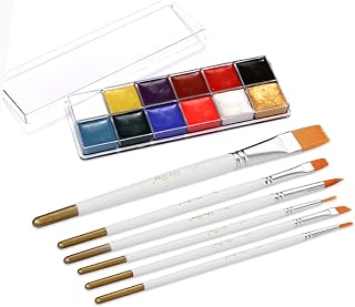 aqxreight 12 Färger Oljiga Ansiktsfärg Pigment Fettpaint Kit med 6st Penselborstar Säker Kropp och Ansiktsfärg Ansiktsmål Kroppspaint för Konstnärsstudenter Som Ritar Målning Konsttillbehör för Ha