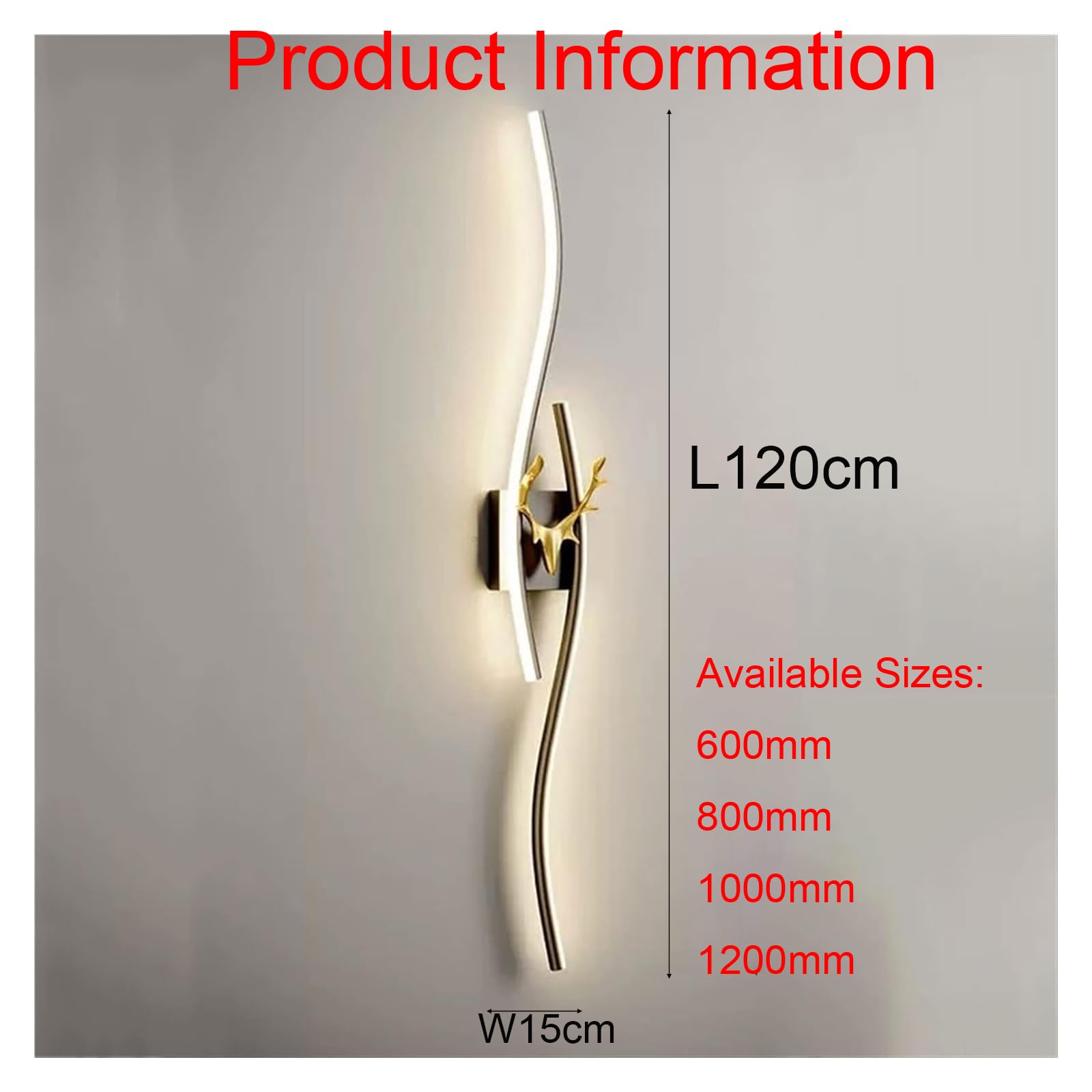 Moderno Dimmerabile Lampada da Parete con Telecomando Lungo LED Impermeabile IP65 Applique da Parete Soggiorno Apparecchio da Parete Terrazza Illuminazione a Parete Ingresso (Oro,120CM)