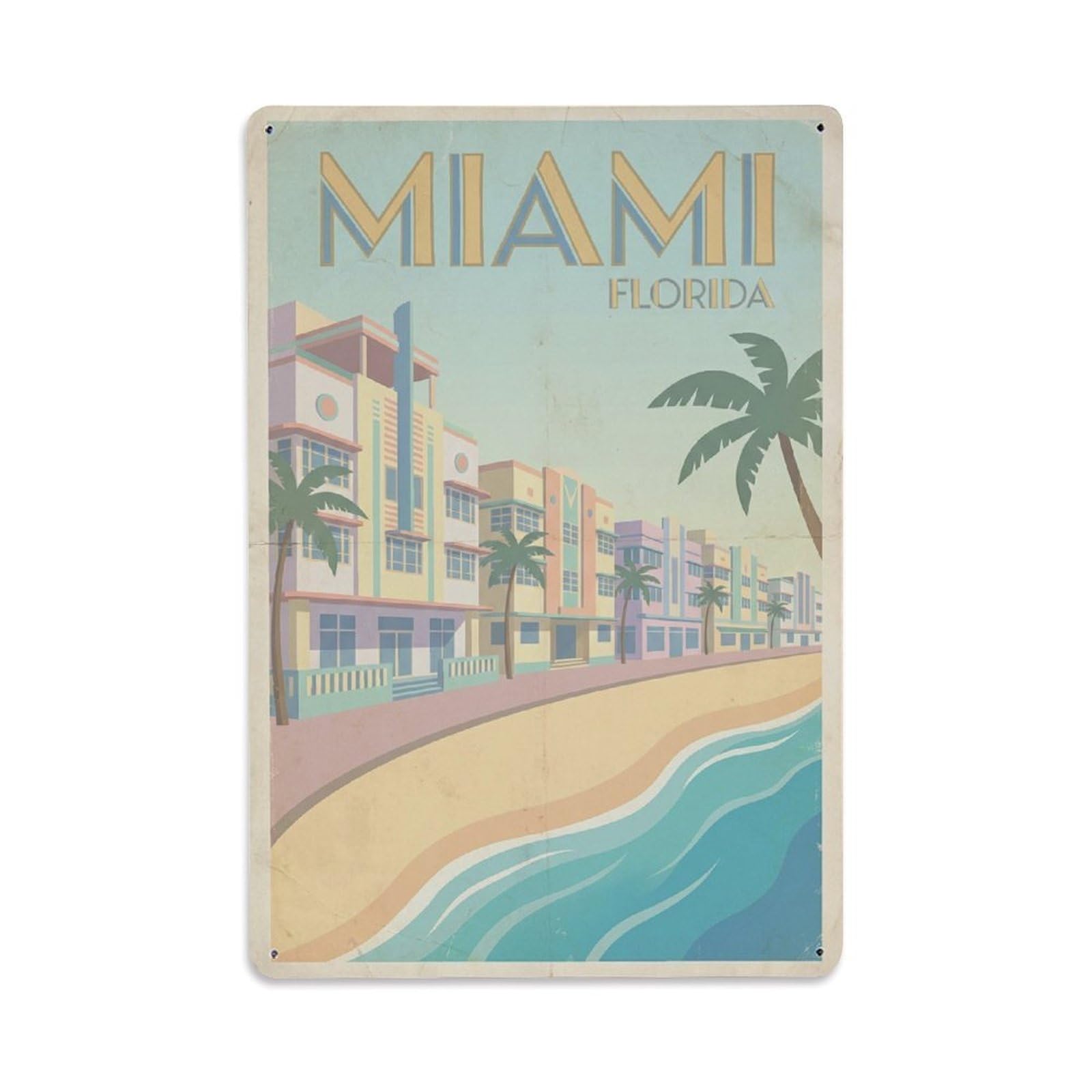 Xanthor Style Vintage Travel Usa Miami Metal Tin Sign