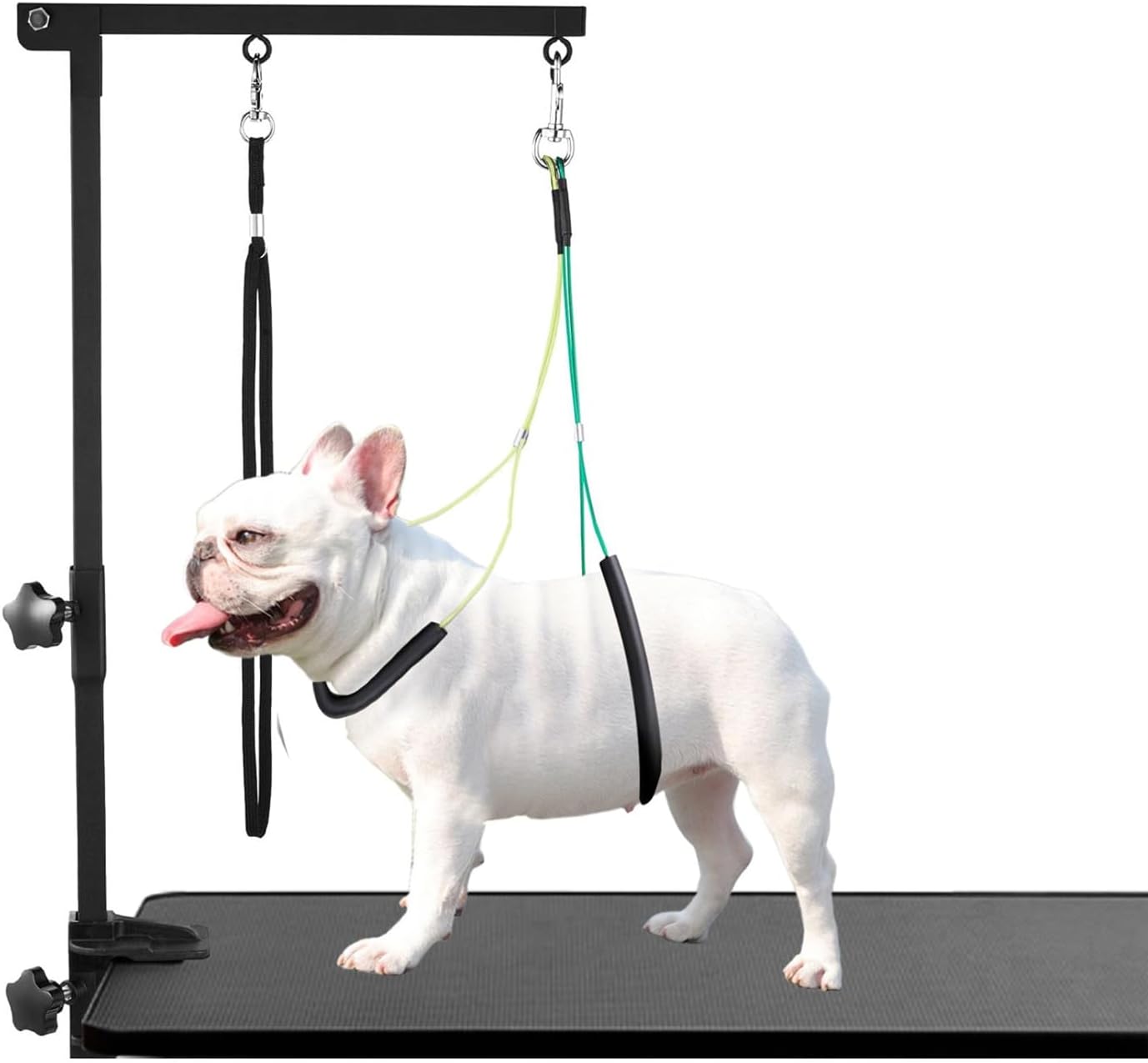 Dog Grooming Table Arm with Metal Clamp,35" Adjustable Portable Arm for Table with 1 Loop Noose & Two No Sit Haunch Holder,Grooming Restraint for Small Medium Pets