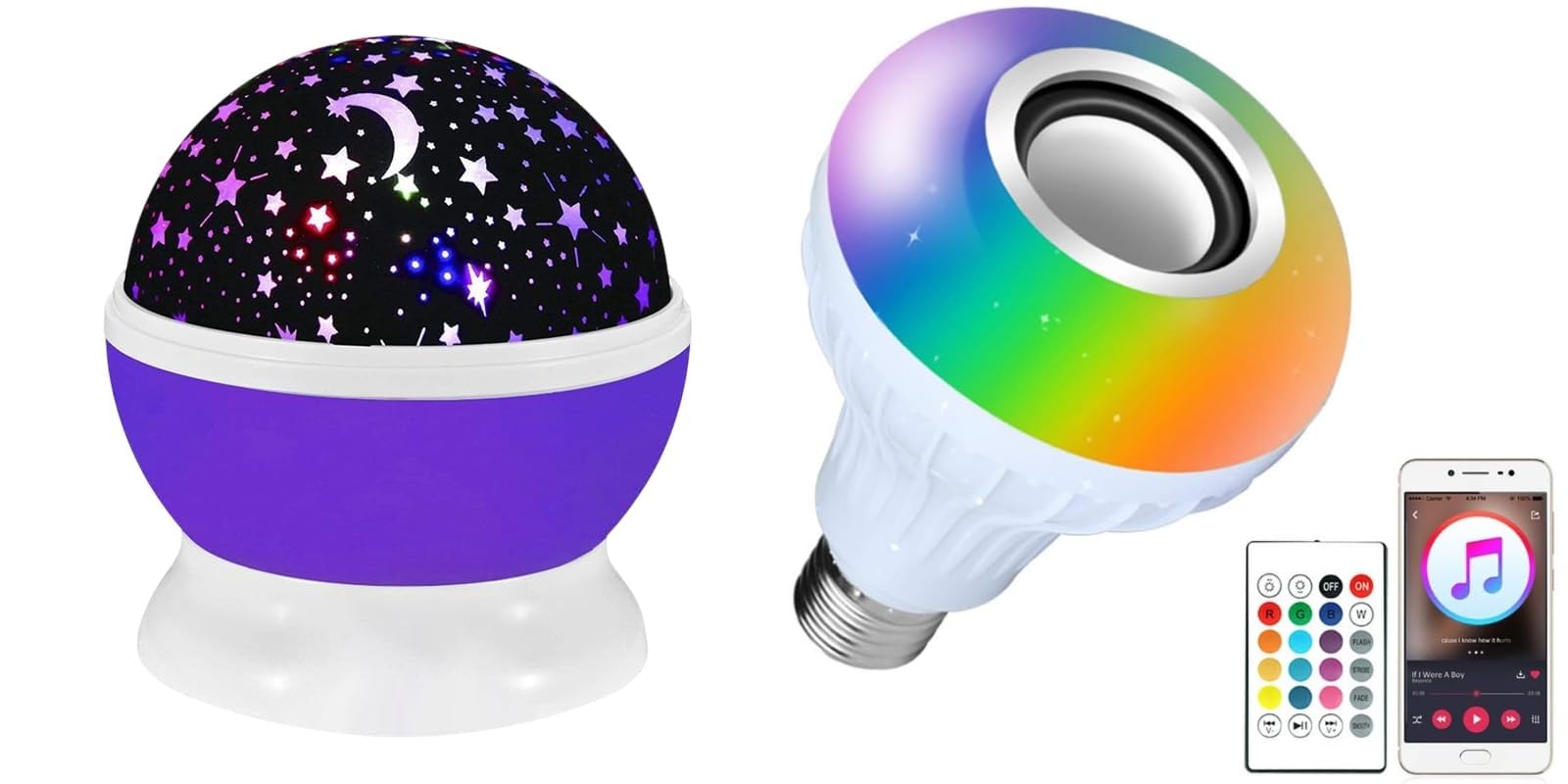 Combo Pack of 2 – Star Master Lamp | USB Connectivity | Rotating Night Light | & | Music Bulb 12W | Bluetooth Connectivity | 24-Button Remote Control-image-42