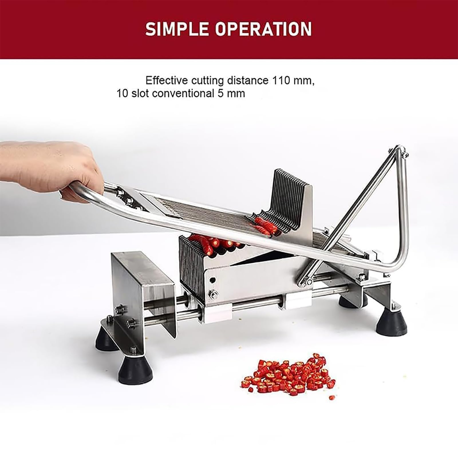 Copper di Peperoncino Rosso Commerciale, Macchina per Elicotte per Peperoncino in Acciaio Inossidabile, con Lama di Lunghezza 240 Mm, Distanza di Taglio Efficace 110 Mm, Spessore 5 Mm