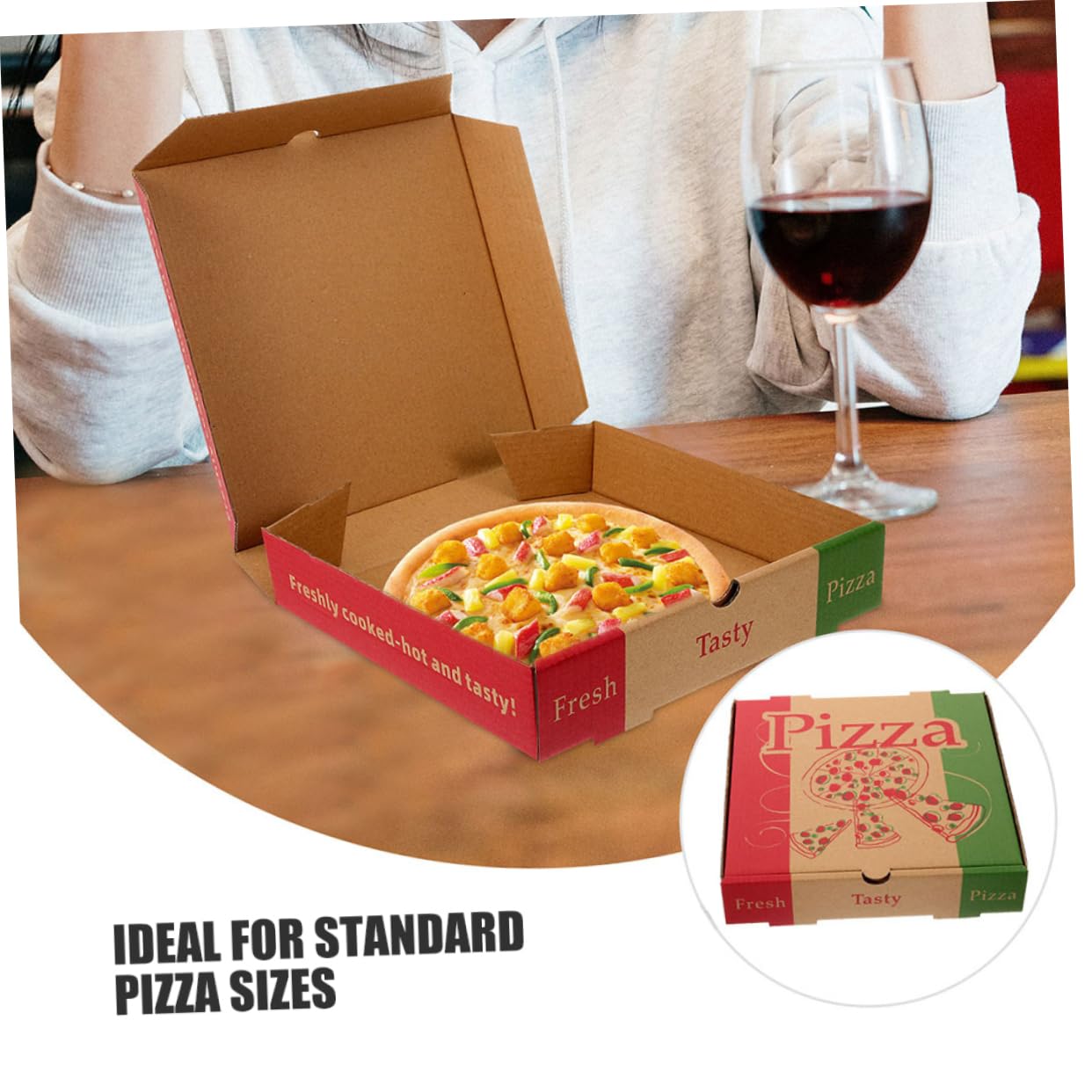 Yardenfun Lot de 20 Boîtes à Pizza en Papier de 18,5 Cm Réutilisables Pratiques pour Emballage et Stockage Lors Vente à Emporter