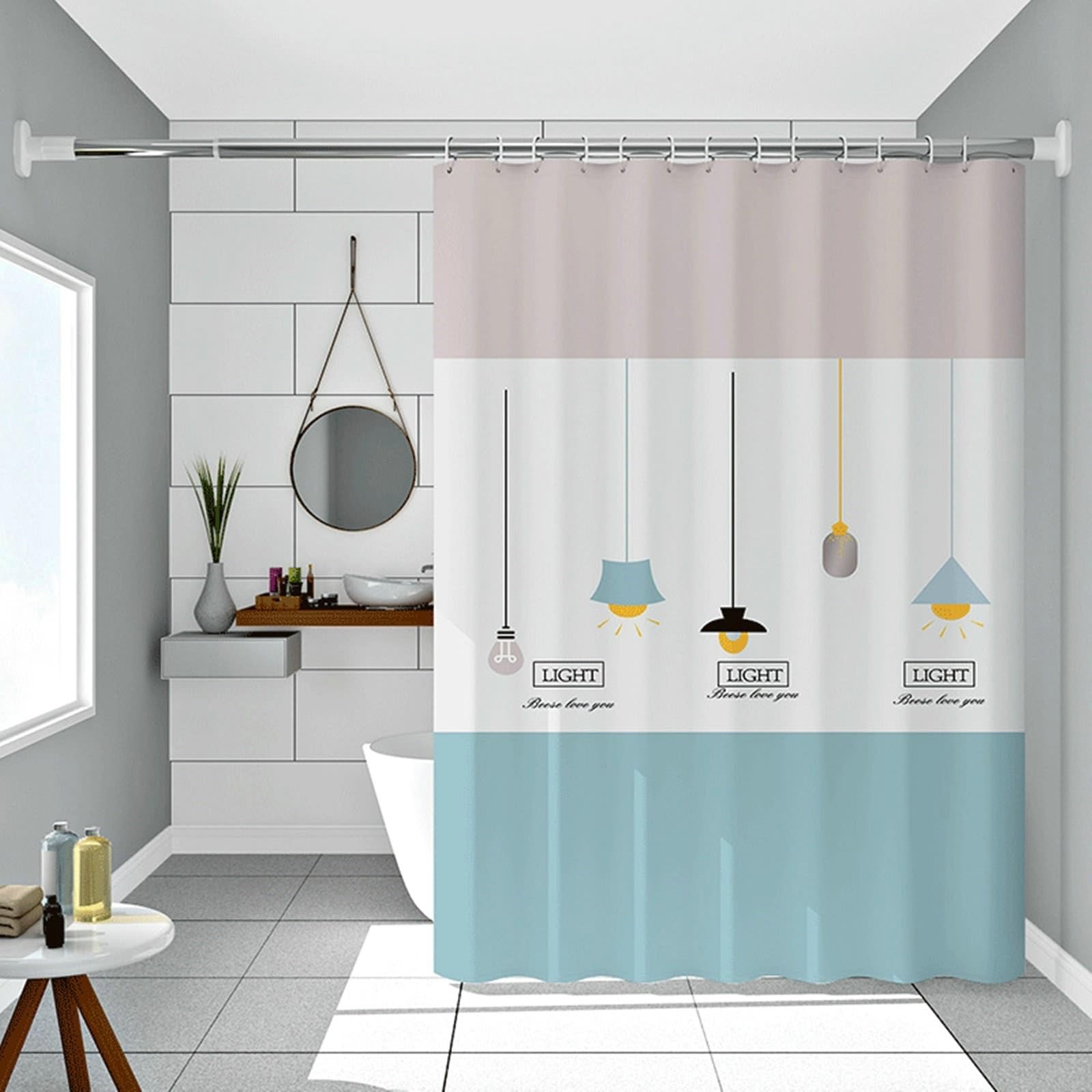 Rideau de douche anti-moisissure PEVA motif lustre 120x180 cm pour salle de bain saine