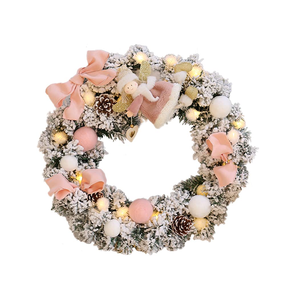 Couronnes de Noël rose 50cm décor d'arbre à la maison avec flocons
