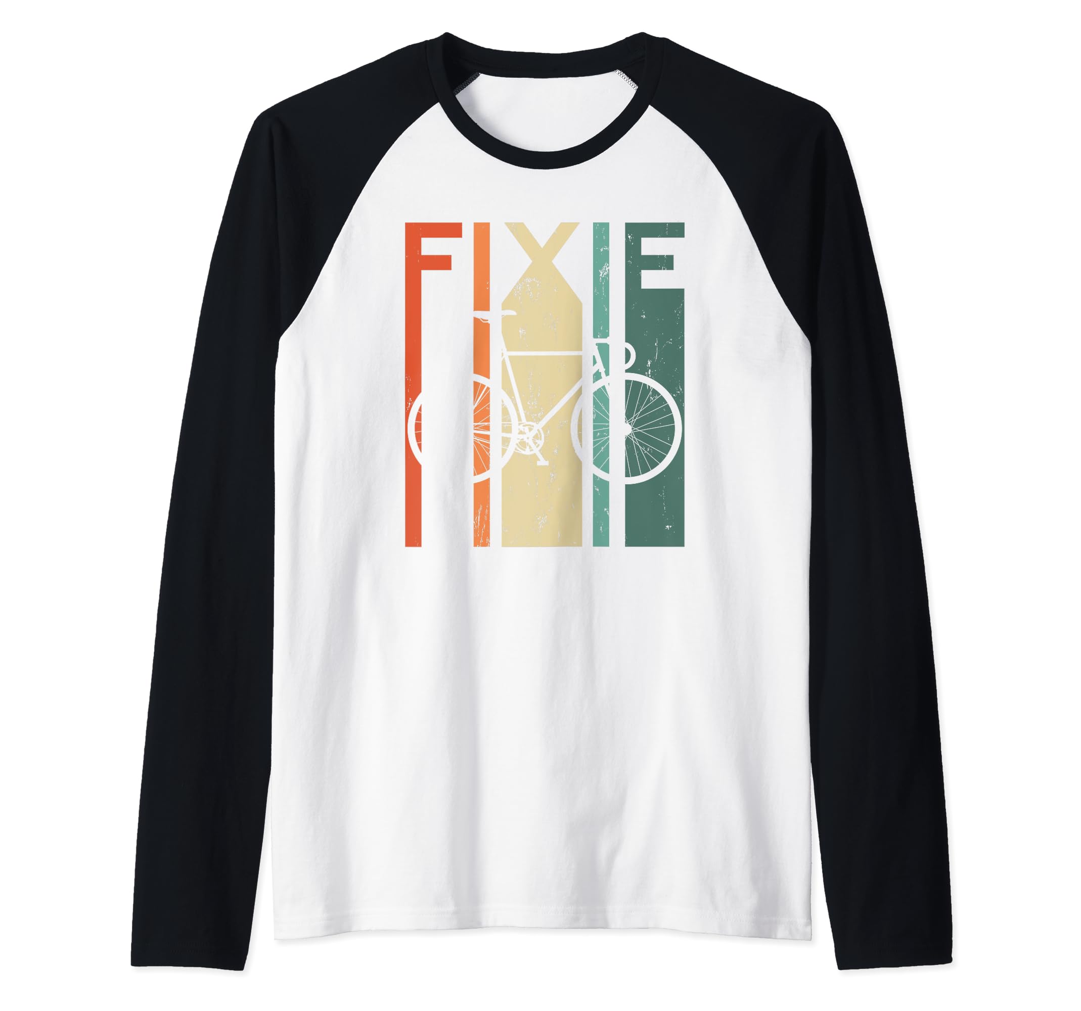 Fixed Gear Bike Track Single Speed Cyclist Velodrome Bicycle Raglan Baseball Tee, Black