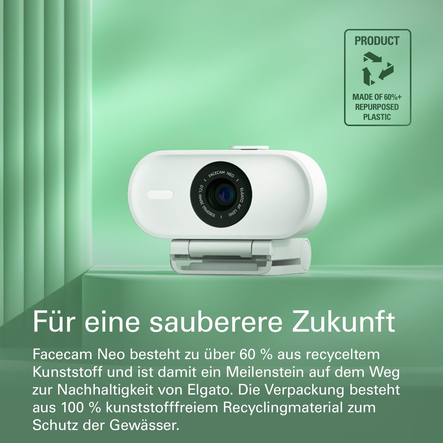Elgato Facecam Neo Full HD-Webcam mit Sichtschutzkappe, Lichtkorrektur, USB-C, Plug & Play