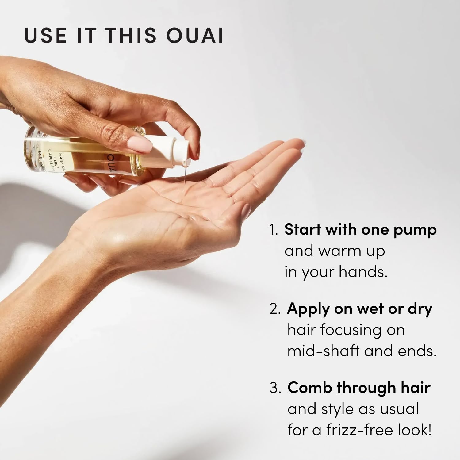 OUAI Haaröl – Hitzeschutz-Öl gegen Frizz, verleiht Glanz & glättet Spliss – farbschonende Formel – frei von Parabenen, Phthalaten & Sulfaten (45ml)