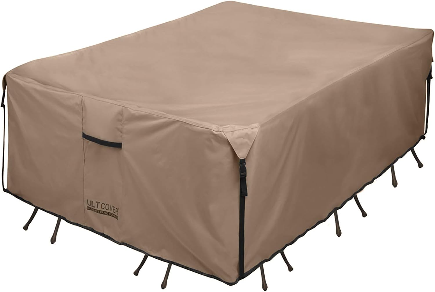 ULTCOVER Rectangular Patio Heavy Duty Table Cover - 600D Tough Canvas Waterproof Outdoor Dining Table and Chairs General Purpose Furniture Cover Size 111L x 74W x 28H inch : Patio, Lawn & Garden