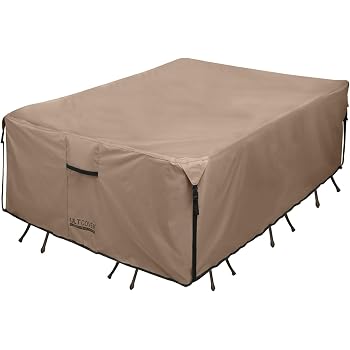 Amazon Com Duck Covers Ultimate Water Resistant 96 Inch Rectangular Oval Patio Table With Chairs Cover Garden Outdoor