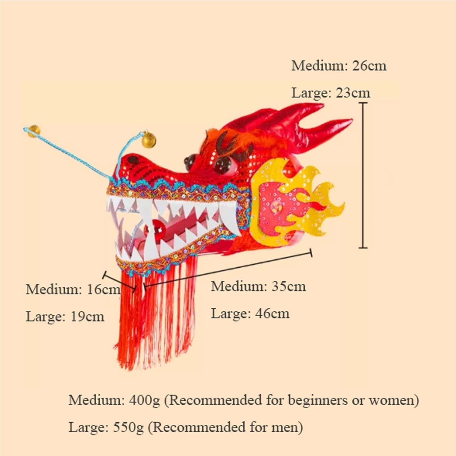 Drago Cinese per Feste Nastro Streamer Drago Puntelli Dragon Dance Altalena Fitness Cintura del Spettacoli Prop Feste Cinesi in Italia(Rot,8M)