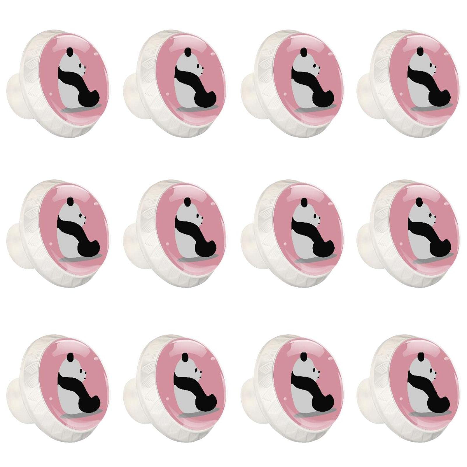 Lot de 12 poignées de tiroir rondes blanches en forme de panda mignon