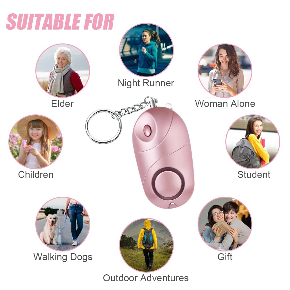 Flintronic Allarme Personale, 2 Pezzi Allarme Antiaggressione da Donna, 140dB Alarm Ricaricabile Sirena, Alarm di Sicurezza Portachiavi con Luce LED per Anziani, Bambini, Donne
