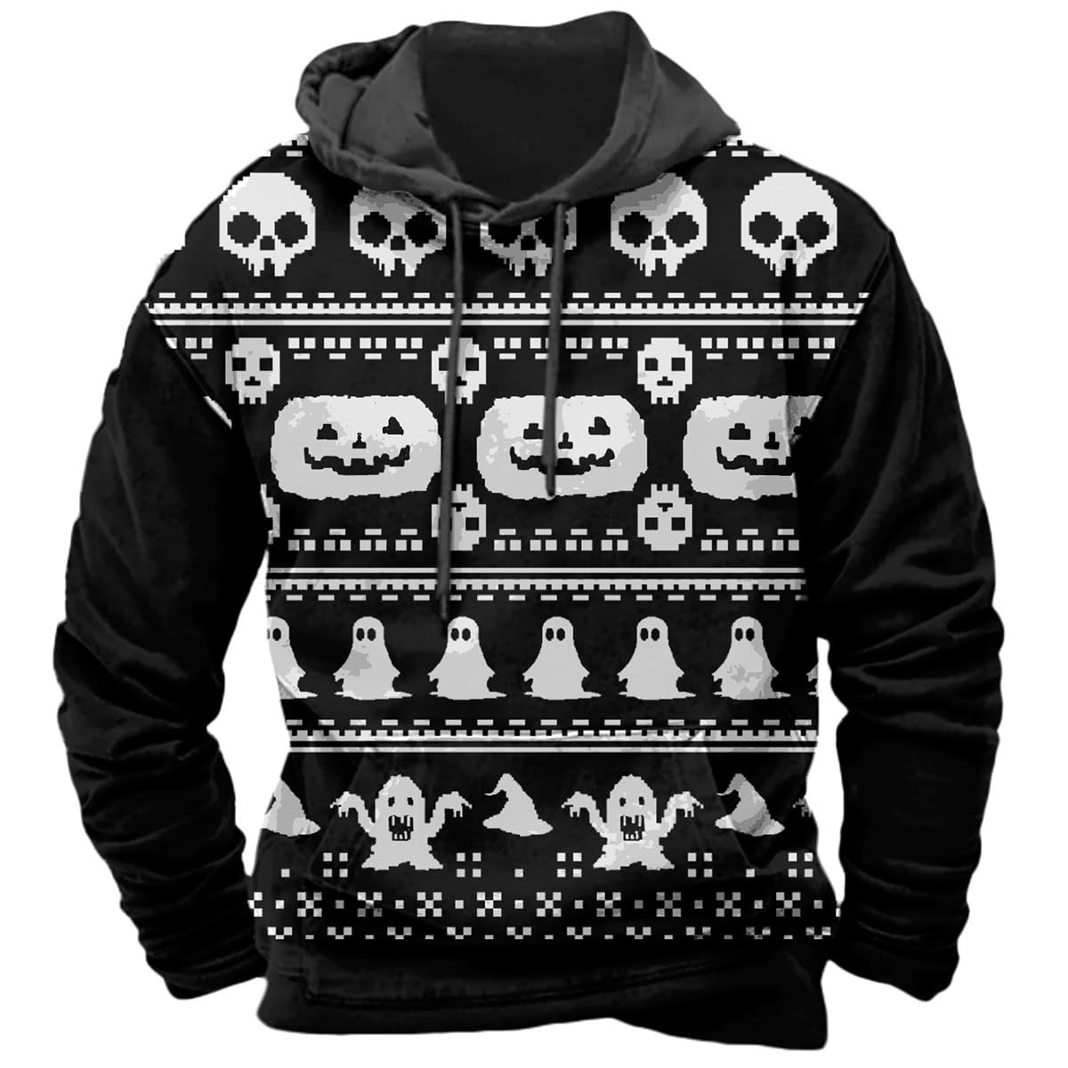 ZOCANIA Christmas Hoodie Men Long Sleeve Mens Graphic Hoodies Xmas Sweatshirts Plus Size Pullover Gifts with Pockets