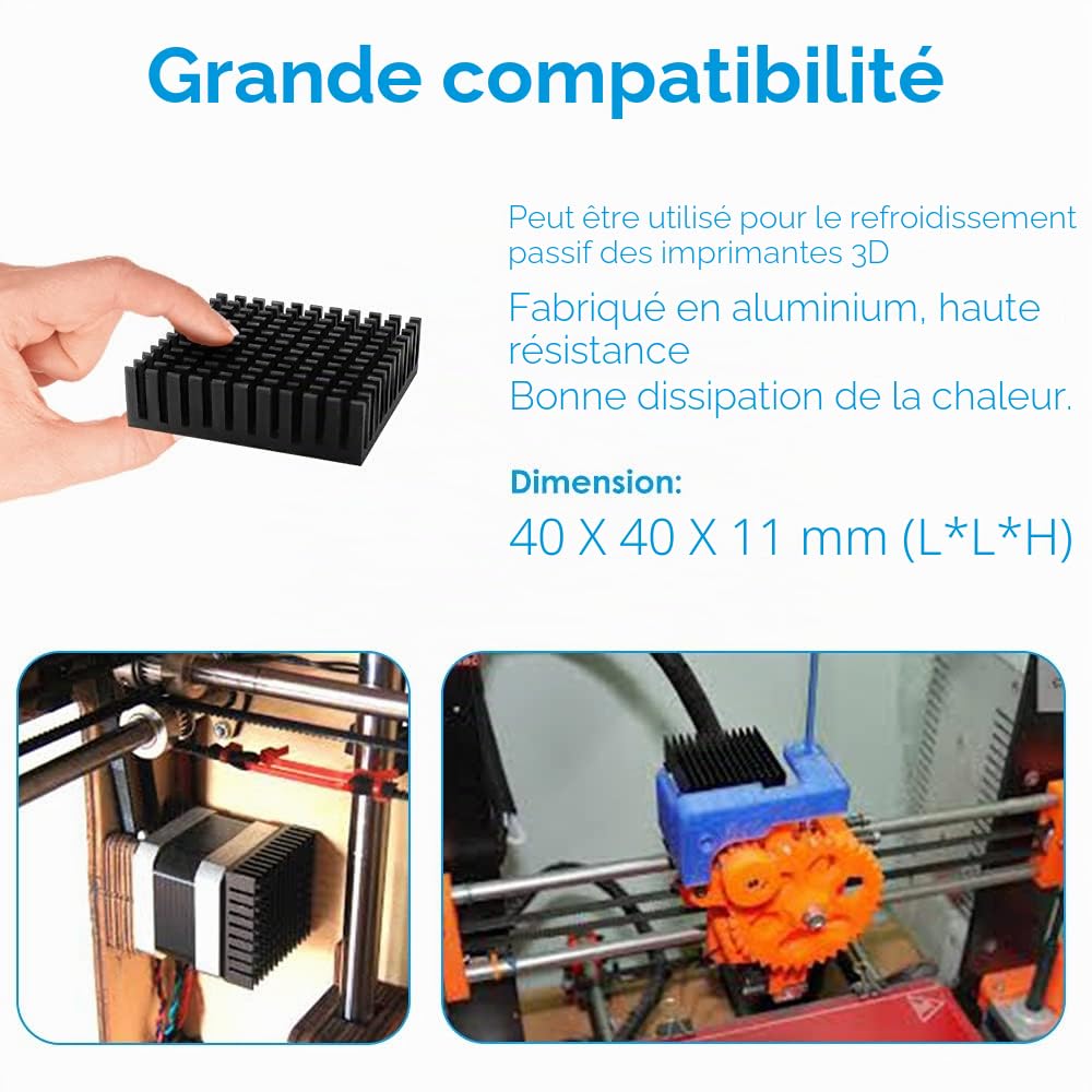 GeeekPi 102 pièces (12 Tailles différentes) Kit de dissipateur Thermique avec Ruban adhésif conducteur, Refroidisseur de dissipateur en Aluminium et dissipateur cuivre pour Raspberry Pi A B B + 2/3/4