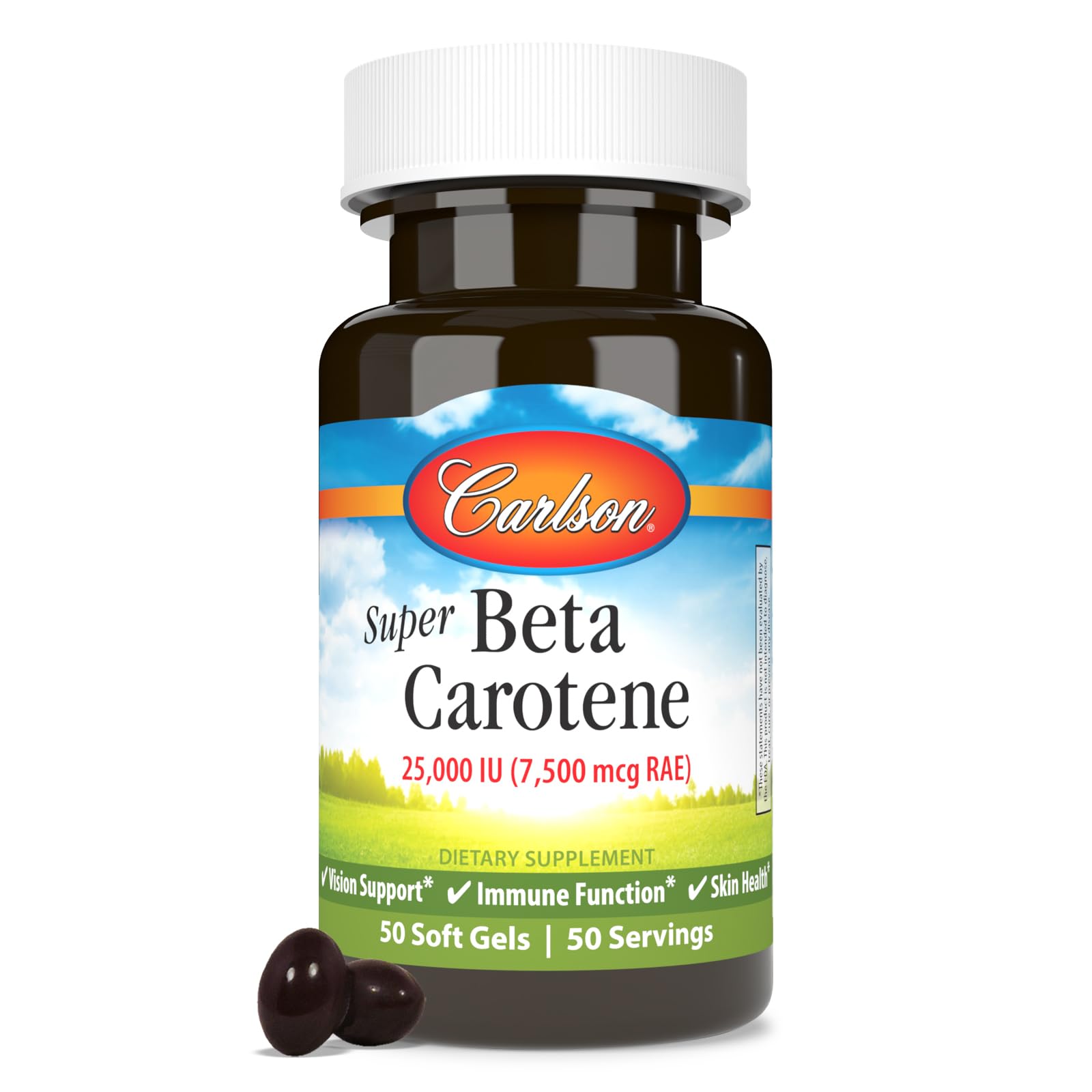 Carlson Laboratories Super Beta Carotene-25,000 IU (7,500 mcg RAE) 50 Softgel — Amazon image 5