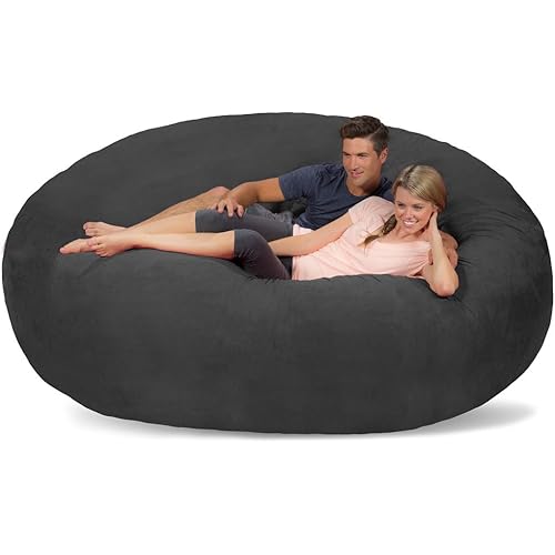 Memory Foam Bean Bag Chair, Charcoal Micro Suede