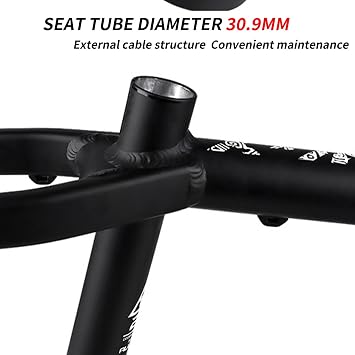 Dirt Jump 26IN Bike Frame 6061 Aluminum Alloy AM Hardtail Bike Frame Quick Release 10X135mm Mountain Jumper Bike Frame External Routing(Svart)