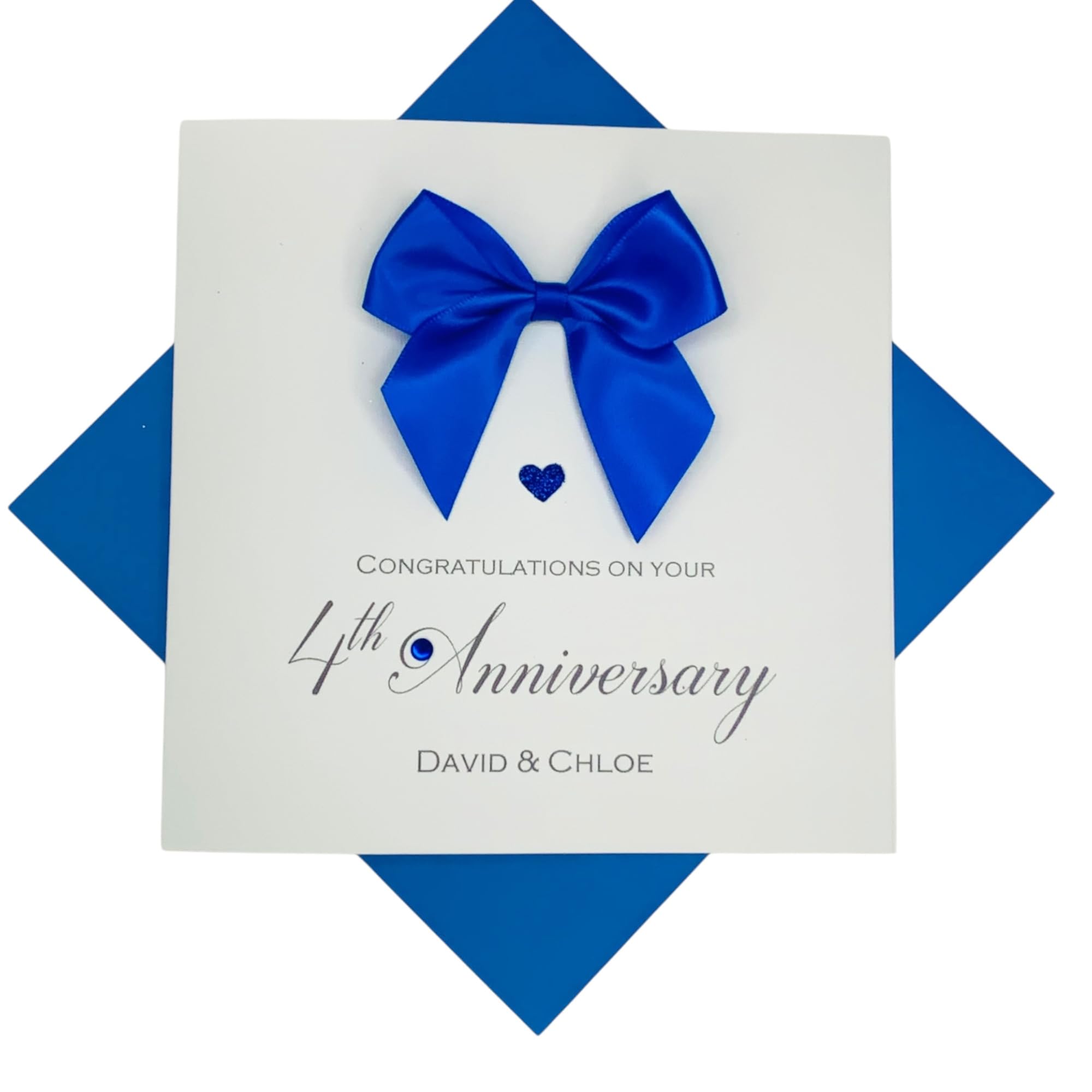 4th Wedding Anniversary Card Personalised Linen 4 Years β RE 4