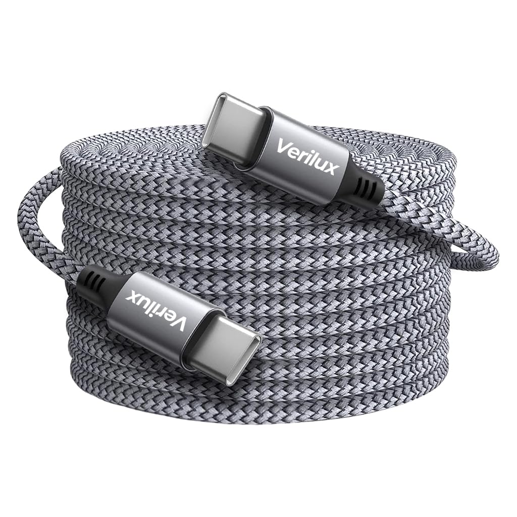 Verilux® Type C to Type C Cable, 16.4Ft PD 60W Fast Charging USB C Cable, 480Mbps Data Transfer Cable Nylon Braided C to C Type for iPhone 17/17 Pro/17 Pro Max/16/15, Galaxy S25/S24/S23, MacBook, iPad