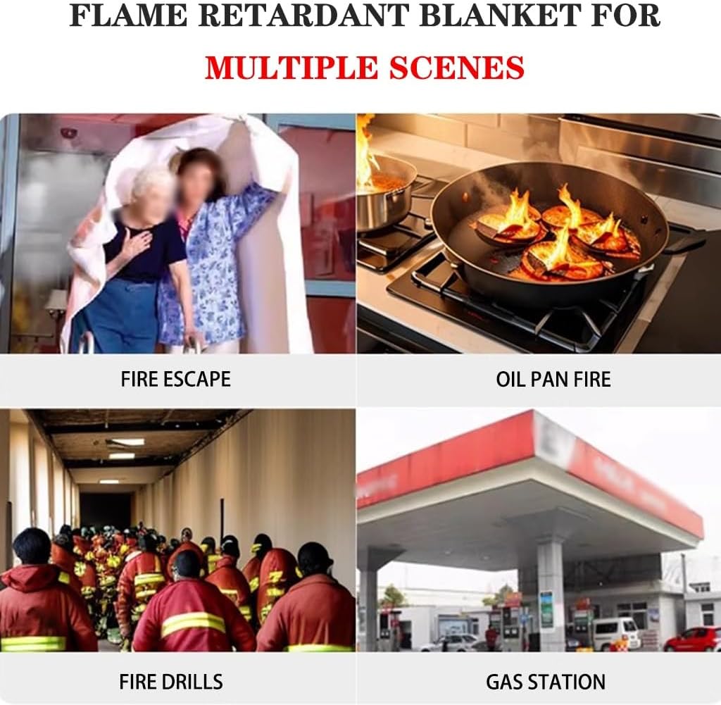 Fire Safety Blanket for Camping, Heat Resistant Fiberglass Fire Retardant Blanket, Essential Tools for Office Warehouse Survival Safety(White(1PCS),1.8 * 1.8m)