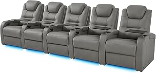 Home Theater Seating Seats Simple Style Top Grain Nappa L...