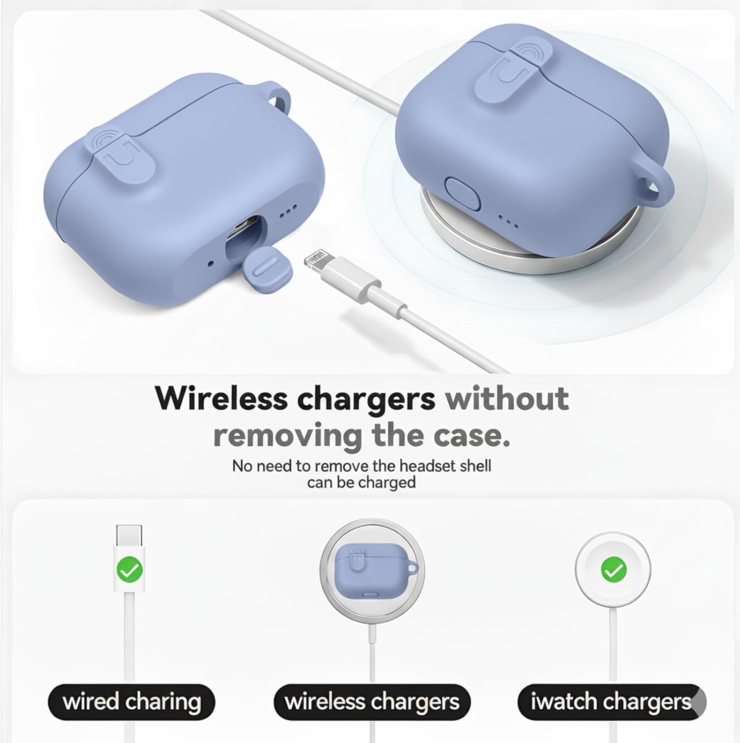 for Airpods 4th Case Cover,Come with Cleaner Kit,Soft Skin Silicone Case Cover with Keychain,Full Protective Case for Men and Women,Compatible with AirPods 4th Generation Case,Magnetic Lilac - Image 4