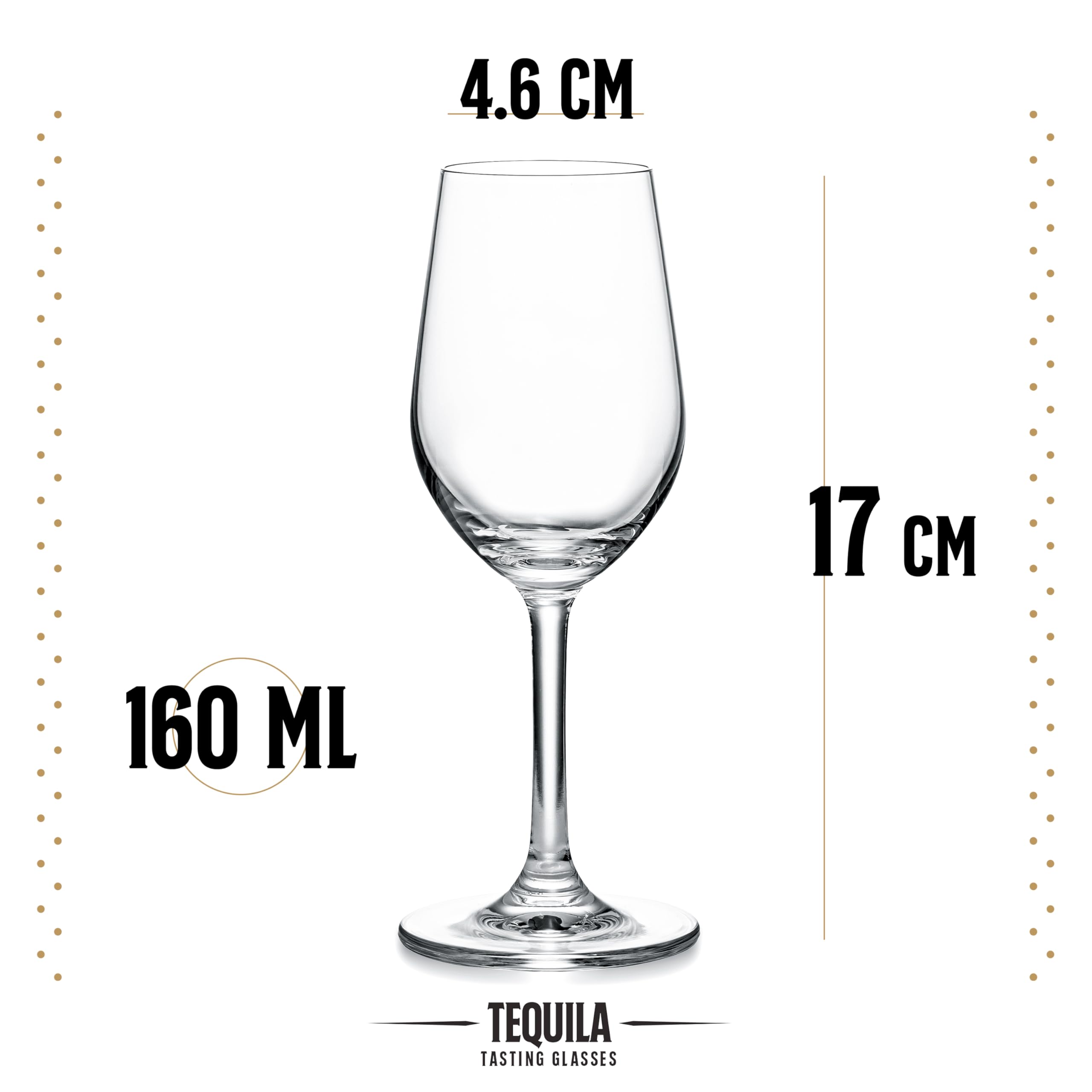 GLASSIQUE CADEAU Copas para Degustar Tequila | Juego de 4 | 160 ml | Vasos Profesionales de Cristal para Beber Tequila Blanco, Reposado y Añejo | Cristalería para Licores y Bebidas Espirituosas