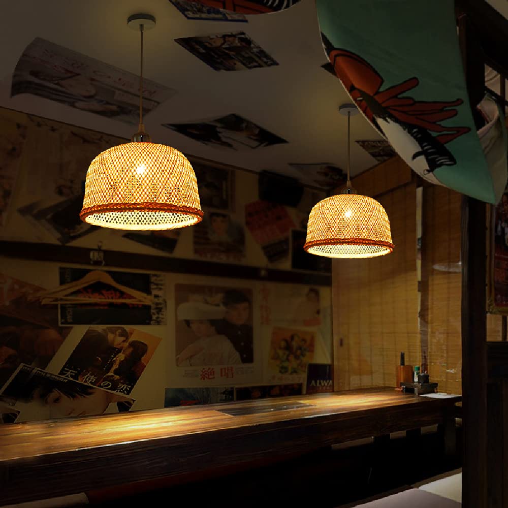 Lampadario Aperto In Bambù, Lampada A Sospensione In Vimini Intrecciata A Mano, Paralume In Bambù E27, Apparecchi Di Illuminazione A Soffitto, Lampada A Sospensione A Risparmio Energetico Per