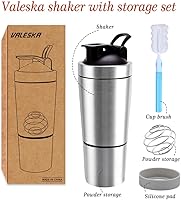 Vista 7 de VALESKA Botella agitadora de proteínas de acero inoxidable, 27.0 onzas líquidas, aislada, a prueba de fugas, sin BPA, senderismo
