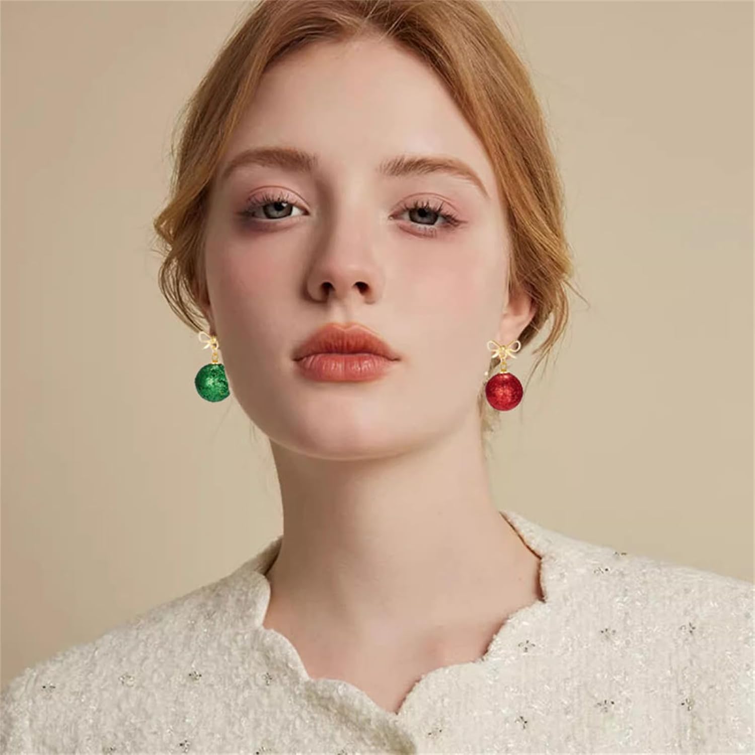 ONLYJUMP Red Green Christmas Dangle Earrings for Women Cute Long Chain Bow Knot Jingle Bell Christmas Tree Snowflake Dangle Earrings Christmas Holiday Jewelry Gift - Image 3