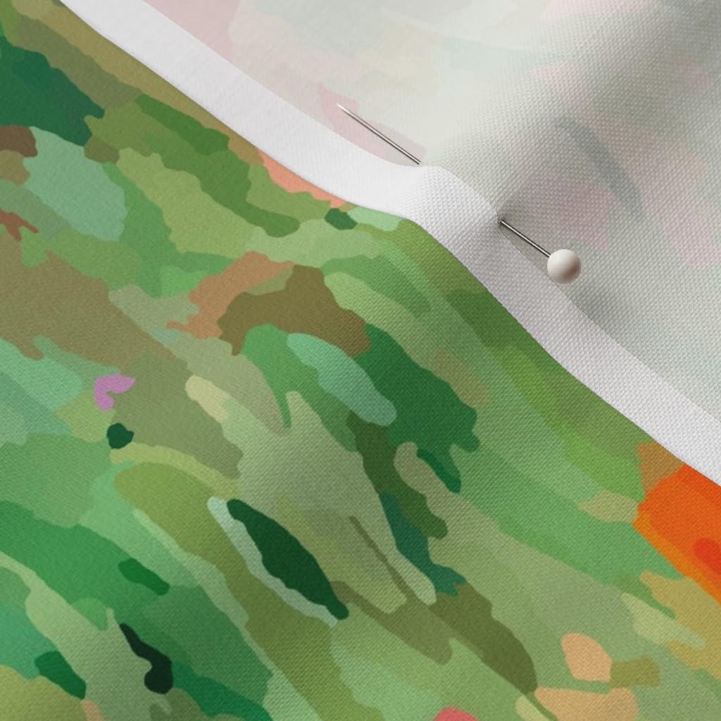 Spoonflower Fabric - Field Summer Pink Green Blue Yellow Flowers Bloom Printed on Petal Signature Cotton Fabric Fat Quarter - Sewing Quilting Apparel Crafts Decor