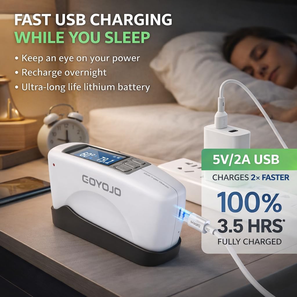 Medidor de brillo de grado de alta precisión de 60° para piso, plástico, pintura de coches, mármol, rango de medición 0-200GU con pantalla a color de 320 x 240 y carga USB, compatible con software de