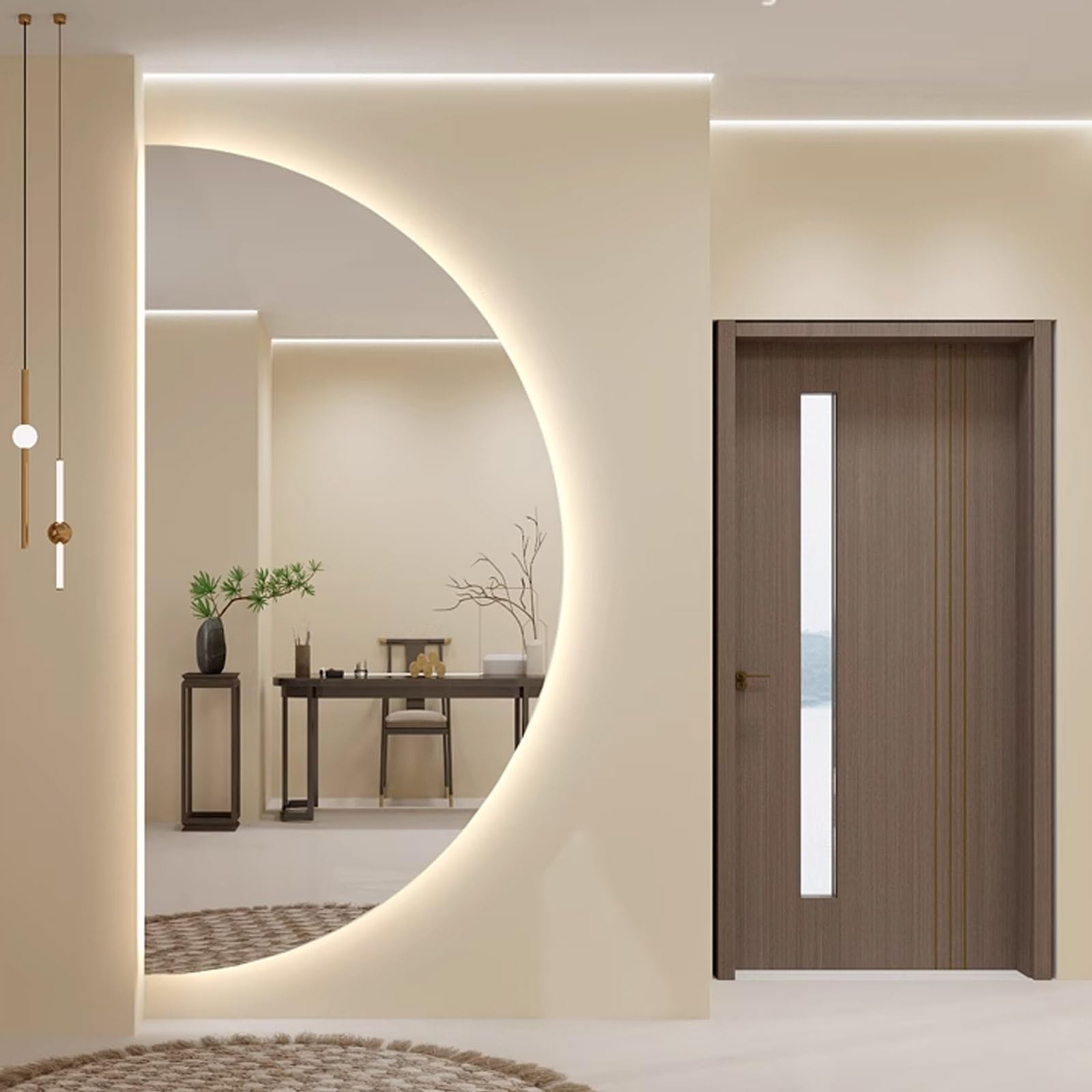 Espejo De Baño Iluminado Espejo LED Semicircular 3 Temperaturas De Color Espejo Decorativo Sin Marco/Espejo De Pared Espejo De Baño Sin Marco Para Maquillaje/Afeitado ( Color : Wit , Size : 30*60cm )