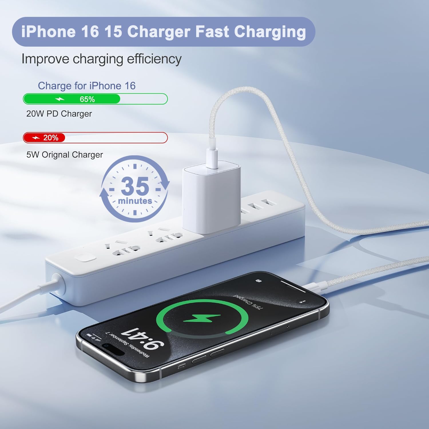iPhone 17 16 15 Charger Fast Charging, 20W Type C Charger USB C Charger Block iPhone 17 16 Charger with 2Pack USB C to USB-C Cable for iPhone 17/17 Pro/17 ProMax/16 Plus/16/15 ProMax/iPad Pro/AirPods