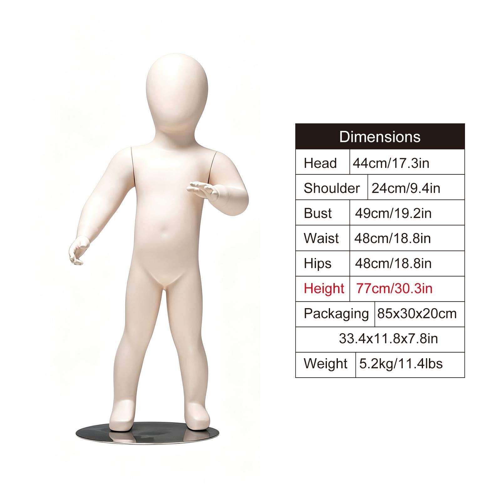 Mannequin Bébé Complet, Modèle Démontable pour Présentation Vêtements Bébé