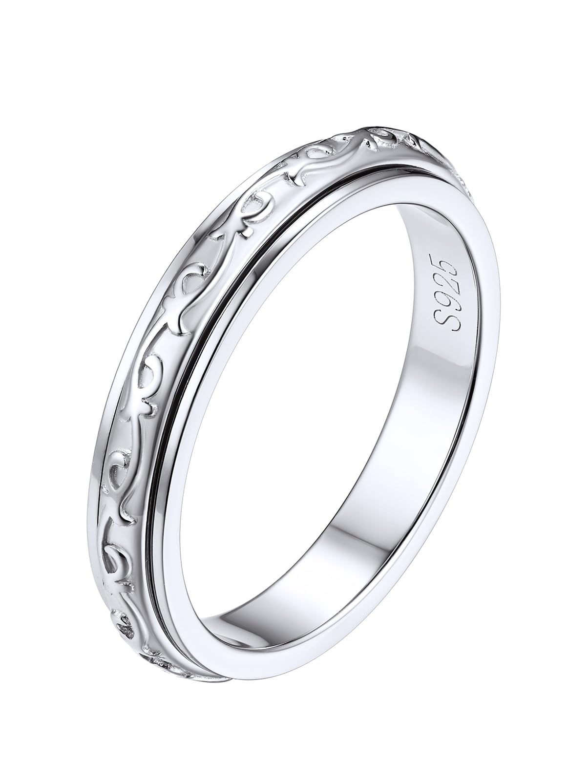 Silvora Bague Homme Argent 925 Anneau Tournante Femme Rotative Plaque Or [52/54/57/59/62/64/67-Chaine Cubain/Noeud Celtique/Lune et Etoile] Anti-stress Bague Anxiete Garcon Fille Accessoir Fidget