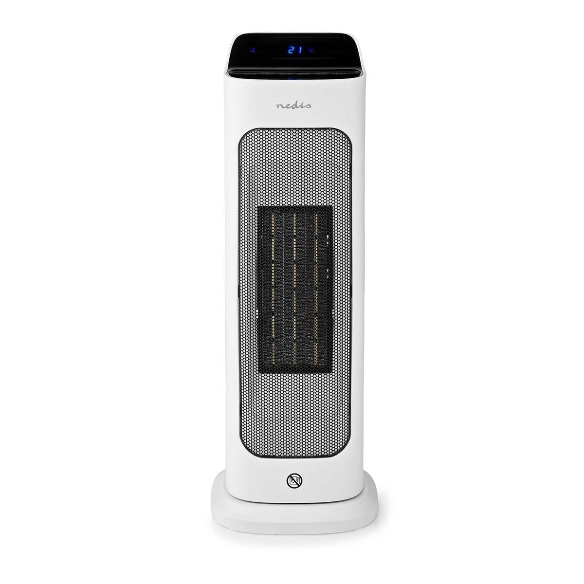 Nedis HTFA20WTW - Termoventilatore in ceramica PTC SmartLife - Wi-Fi - 2000 W - 2 livelli di calore - Oscillazione - Indicatore di temperatura 10-49°C - Controllo app - Alexa & Google Assistant