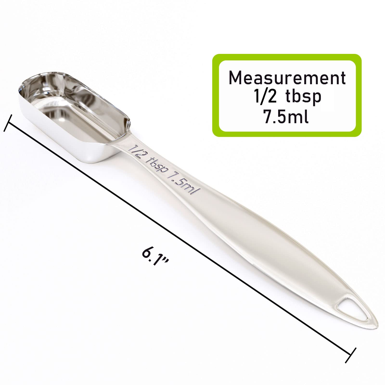 Cucchiaino Dosatore In Acciaio Inox – 5 Ml / 1 Cucchiaino, Manico Lungo, Forma Rettangolare, Scala Incisa, Singolo, Per Spezie E Liquidi