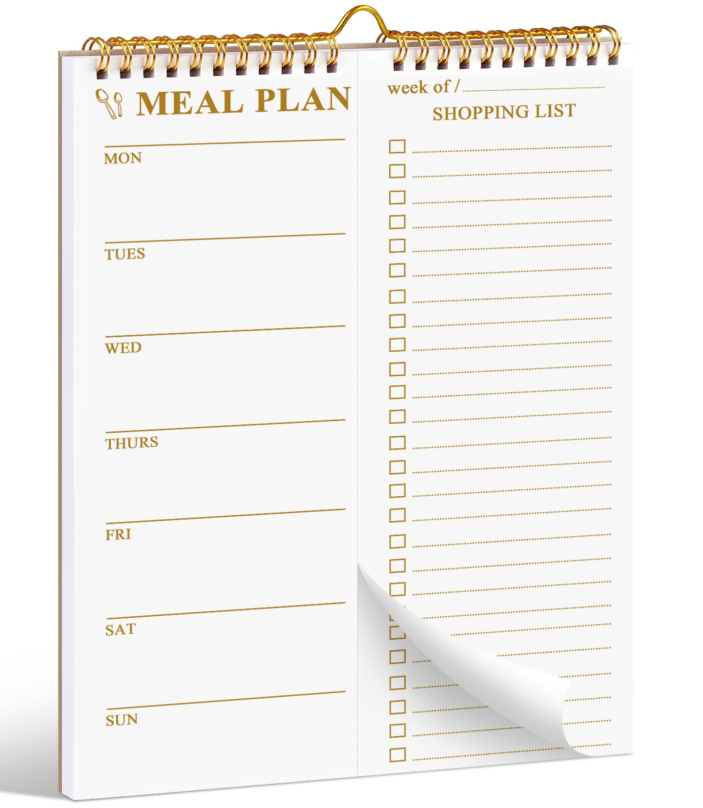 AZUREAL 50 Sheets Meal Planner, 8.5x11 Inch Double Helix Magnetic Meal Planning Notepad and Grocery List Notepad with Tear-Off Shopping List,
