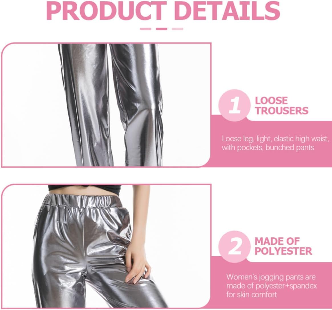 NOLITOY Lightweight Sturdy Hip Hop Dance Pants for Women, Casual Polyester Spandex Club Wear Trousers, Comfortable Streetwear Beach Outfit Grey