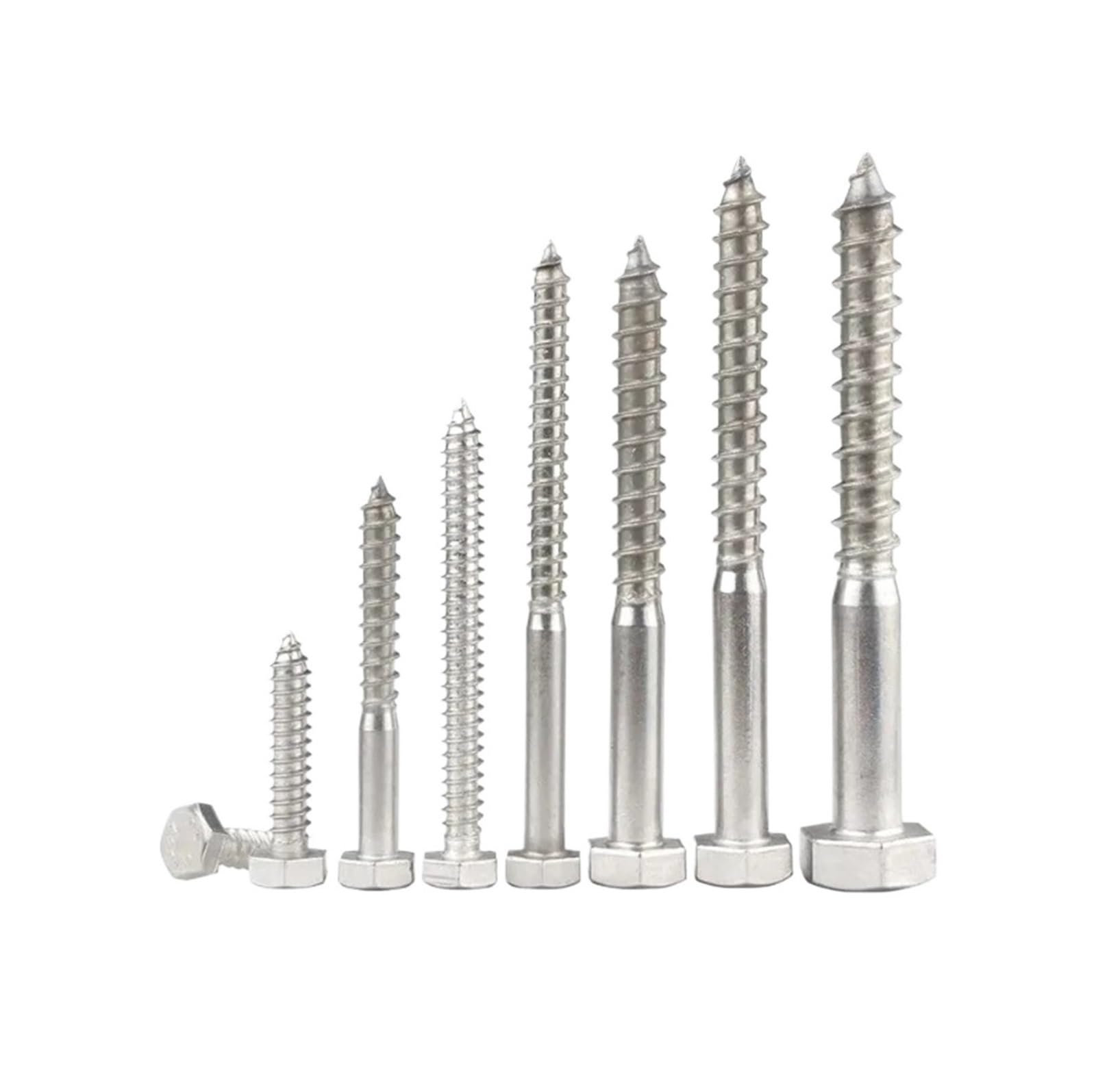 Bulloni for legno autofilettanti a testa esagonale in acciaio inossidabile M6 / M8 M10 M12 304 Lunghezza 90~200 mm(M10x140mm-(3Pcs))