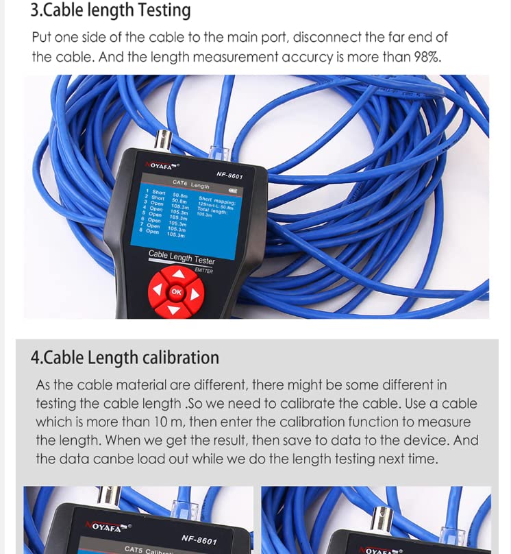 NF-8601 detector de fallos RJ45 para solucionar cortes de red y medir longitud 5