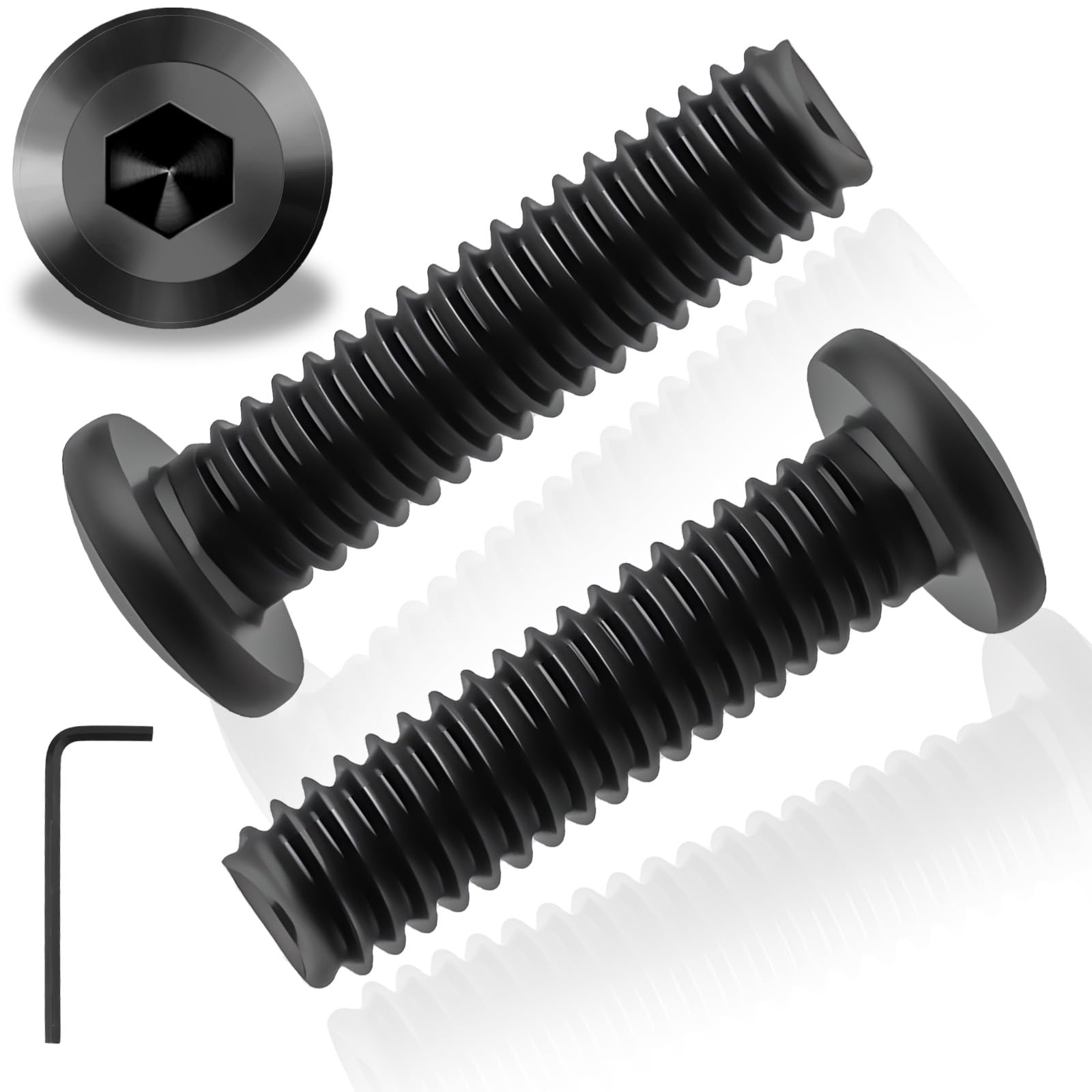 Pyroclasia M6 Bolts 20 Stck M6 X 25 mm Flat Head Allen Bolts 304 Stainless Steel Black Furniture Screw Long Bolt Fully Thread with Hex Key for Furniture Assembly Machinery Industry