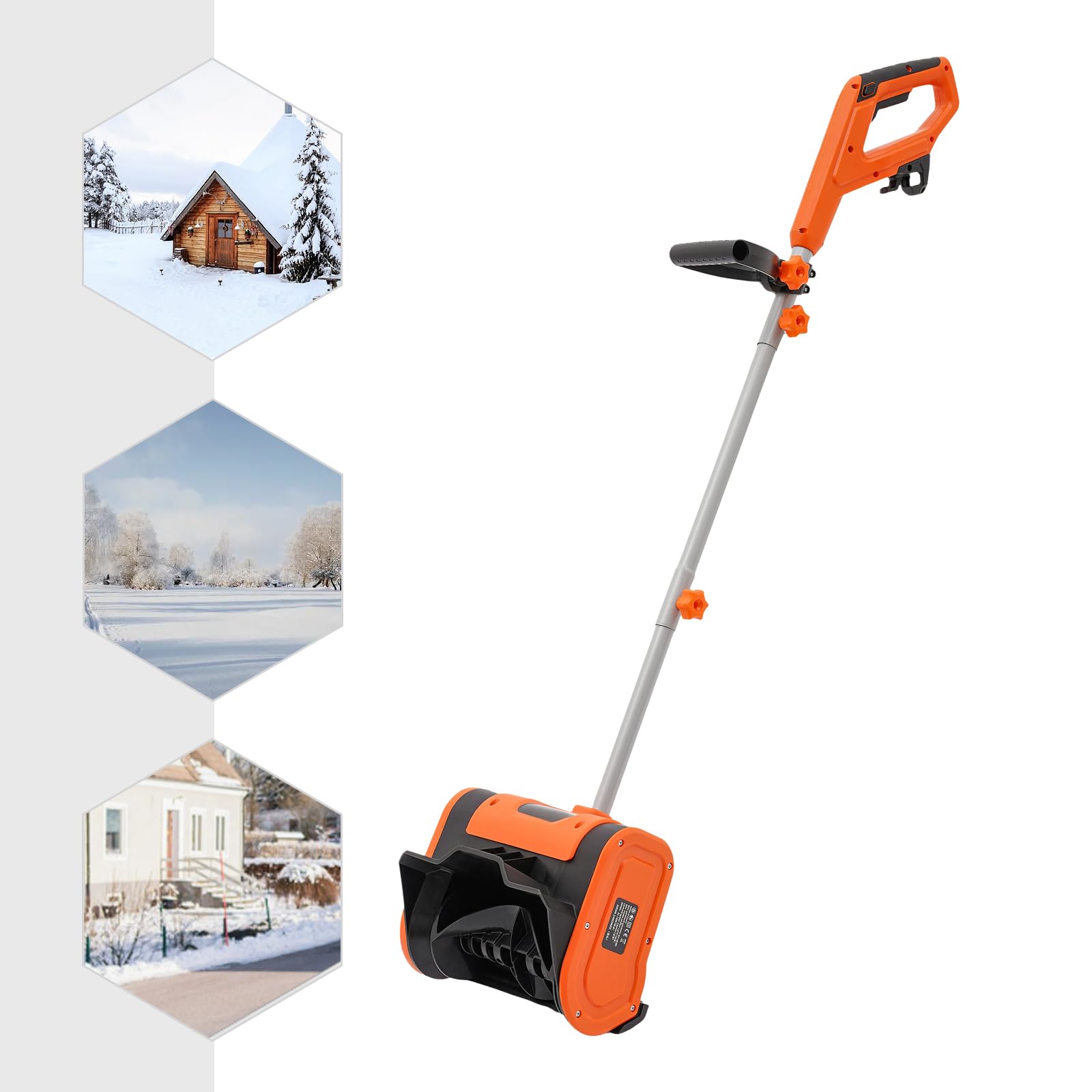 Fraise à neige électrique, pelle à neige électrique avec 3500 tr/min, largeur de travail de 32 cm, hauteur de travail de 15 cm, moteur 1800 W pour déblocage de la route